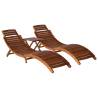 3 Piece Sunlounger with Tea Table Solid Acacia Wood Colour natural Quantity in Package 1 Model 2 sunloungers with table 