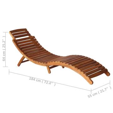 3 Piece Sunlounger Set with Tea Table - Solid Acacia Wood