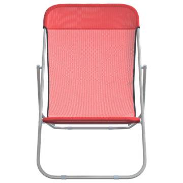 Folding Beach Chairs 2 pcs - Red Textilene & Steel | HipoMarket