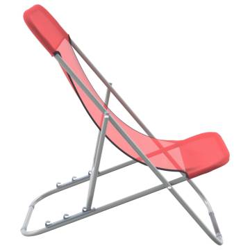 Folding Beach Chairs 2 pcs - Red Textilene & Steel | HipoMarket