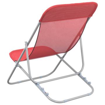 Folding Beach Chairs 2 pcs - Red Textilene & Steel | HipoMarket