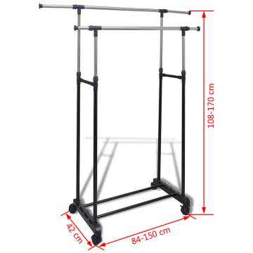 Adjustable Clothes Racks Set - 2 Pcs, 2 Hanging Rails