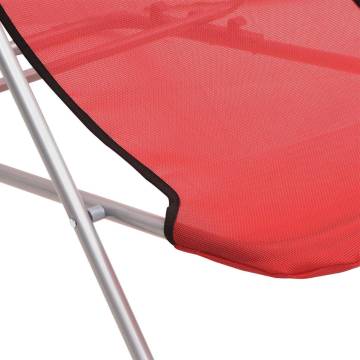 Folding Beach Chairs 2 pcs - Red Textilene & Steel | HipoMarket