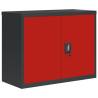 Stylish Anthracite & Red Steel File Cabinet | 90x40x70 cm