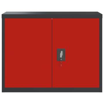 Stylish Anthracite & Red Steel File Cabinet | 90x40x70 cm