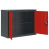 Stylish Anthracite & Red Steel File Cabinet | 90x40x70 cm