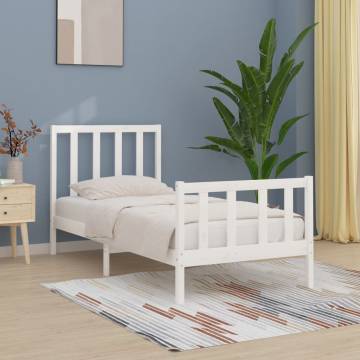 White Solid Wood Bed Frame 100x200 cm | Timeless Design