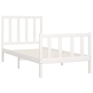 White Solid Wood Bed Frame 100x200 cm | Timeless Design