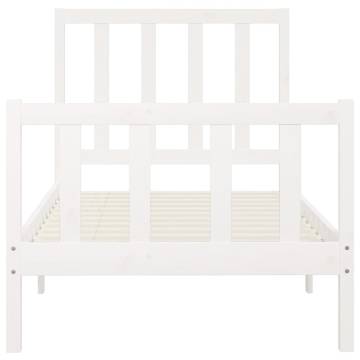 White Solid Wood Bed Frame 100x200 cm | Timeless Design