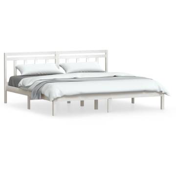 Bed Frame White Solid Wood Pine 200x200 cm | HipoMarket