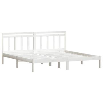 Bed Frame White Solid Wood Pine 200x200 cm | HipoMarket