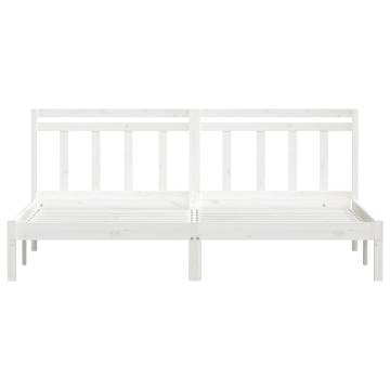 Bed Frame White Solid Wood Pine 200x200 cm | HipoMarket