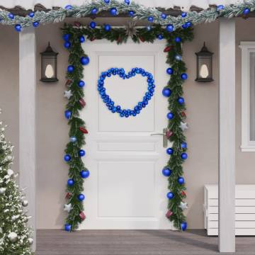 Blue Christmas Balls Garland - 175 cm Shatterproof Decor