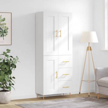 Stylish Highboard White - 69.5x34x180 cm Engineered Wood