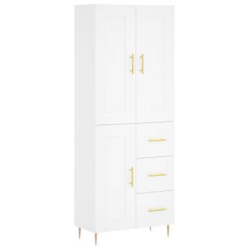 Stylish Highboard White - 69.5x34x180 cm Engineered Wood