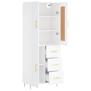 Stylish Highboard White - 69.5x34x180 cm Engineered Wood