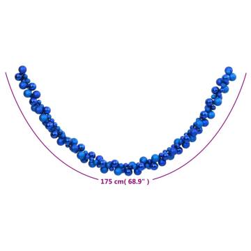 Blue Christmas Balls Garland - 175 cm Shatterproof Decor