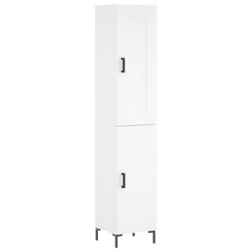 Stylish Highboard in White - 34.5x34x180 cm Engineered Wood