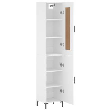 Stylish Highboard in White - 34.5x34x180 cm Engineered Wood