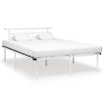 Elegant White Metal Bed Frame 160x200 cm - Hipomarket