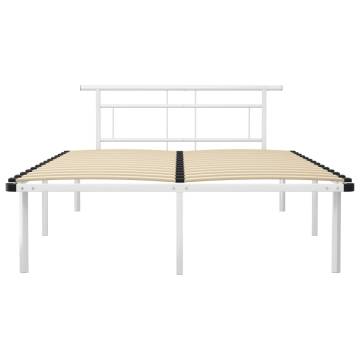 Elegant White Metal Bed Frame 160x200 cm - Hipomarket