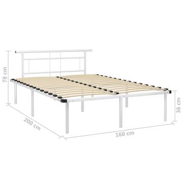 Elegant White Metal Bed Frame 160x200 cm - Hipomarket