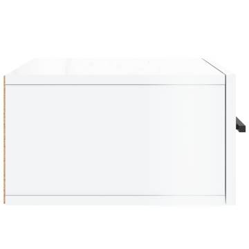 Wall-Mounted Bedside Cabinet High Gloss White - 35x35x20 cm