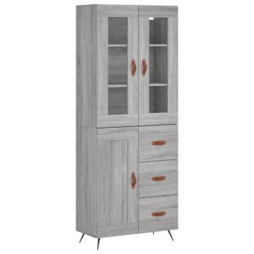 Stylish Highboard Grey Sonoma - 69.5x34x180 cm | Hipo Market