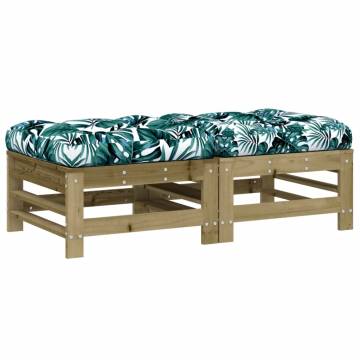 Garden Footstools with Cushions - 2pcs Solid Pine