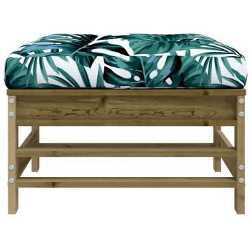 Garden Footstools with Cushions - 2pcs Solid Pine