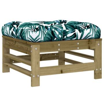 Garden Footstools with Cushions - 2pcs Solid Pine