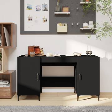 Trendy Black Desk 140x50 cm - Engineered Wood for Office