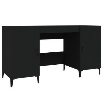 Trendy Black Desk 140x50 cm - Engineered Wood for Office