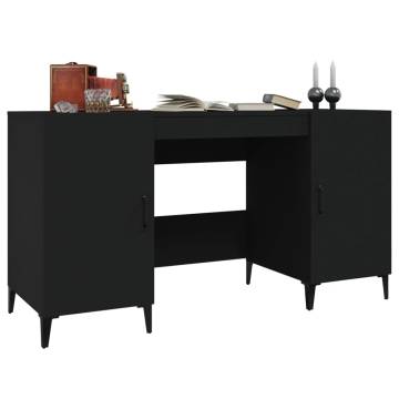 Trendy Black Desk 140x50 cm - Engineered Wood for Office