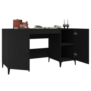 Trendy Black Desk 140x50 cm - Engineered Wood for Office