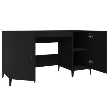 Trendy Black Desk 140x50 cm - Engineered Wood for Office