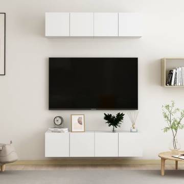 Stylish 4-Piece White TV Cabinets - Engineered Wood