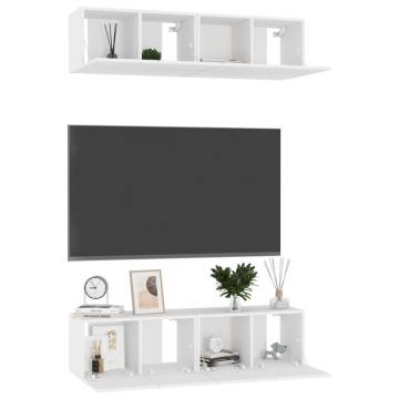 Stylish 4-Piece White TV Cabinets - Engineered Wood