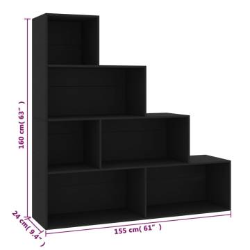 Stylish Black Book Cabinet & Room Divider - 155x24x160 cm