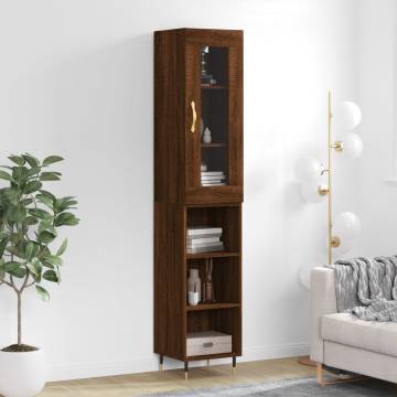 Stylish Highboard Brown Oak - 34.5x34x180 cm | HipoMarket