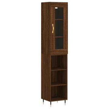 Stylish Highboard Brown Oak - 34.5x34x180 cm | HipoMarket