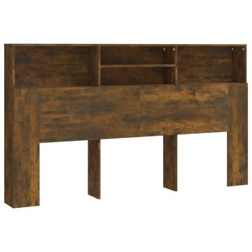 Headboard Cabinet Smoked Oak - Stylish Bedroom Storage