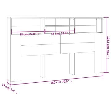 Headboard Cabinet Smoked Oak - Stylish Bedroom Storage