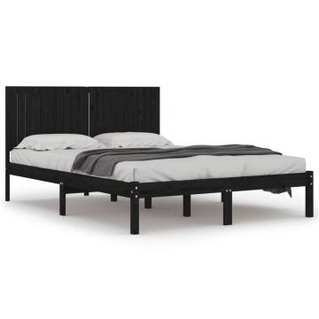 Black Solid Wood Pine Bed Frame 200x200 cm - Modern Design