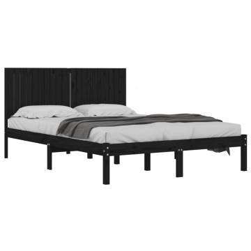 Black Solid Wood Pine Bed Frame 200x200 cm - Modern Design