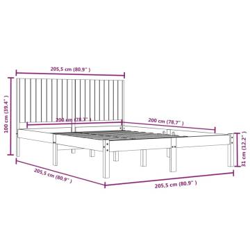 Black Solid Wood Pine Bed Frame 200x200 cm - Modern Design