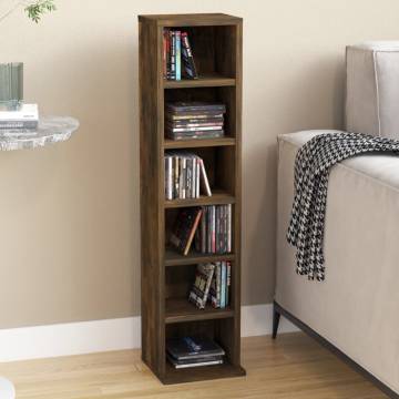 Stylish CD Cabinet in Smoked Oak | 21x20x88 cm