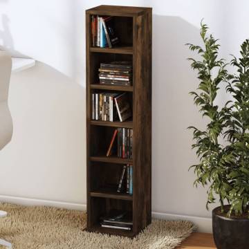 Stylish CD Cabinet in Smoked Oak | 21x20x88 cm