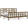 Honey Brown Solid Wood Bed Frame with Headboard | 200x200 cm