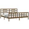 Honey Brown Solid Wood Bed Frame with Headboard | 200x200 cm